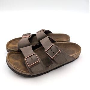 Birkenstock Arizona Birkibuc Double Strap Sandals Kids Mocha Brown Size US3 EU34